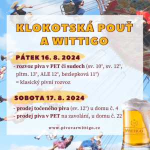 Pivovar WITTIGO - účast na klokotské pouti - točené pivo i PET lahve